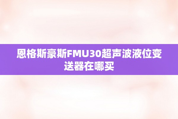 恩格斯豪斯FMU30超声波液位变送器在哪买