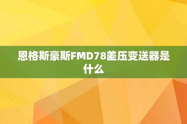 恩格斯豪斯FMD78差压变送器是什么