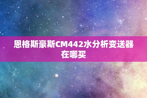 恩格斯豪斯CM442水分析变送器在哪买