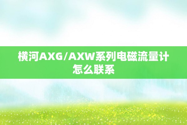 横河AXG/AXW系列电磁流量计怎么联系