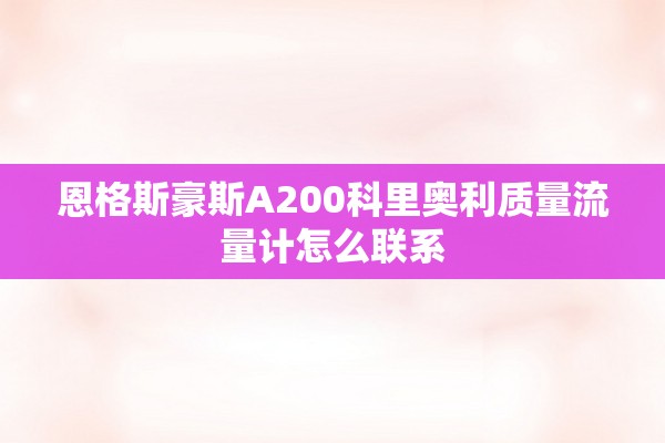 恩格斯豪斯A200科里奥利质量流量计怎么联系